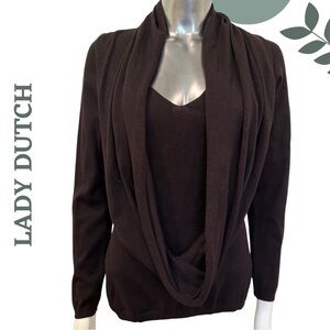 🛍️3/$40 Lady Dutch Layered Knit Sweater Chic Minimalist Convertible Scarf Large